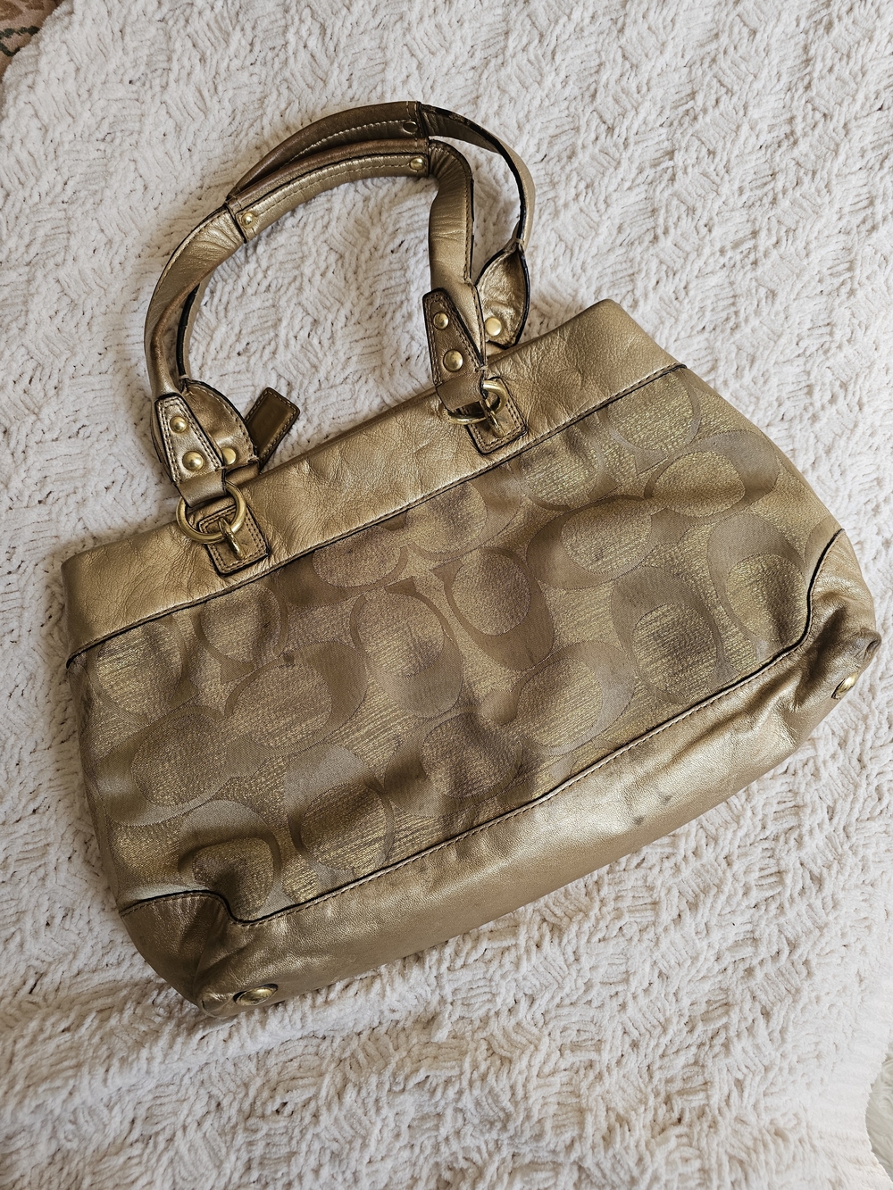Y2K Coach Gold Signature Shoulder Bag - Picture 3 of 4